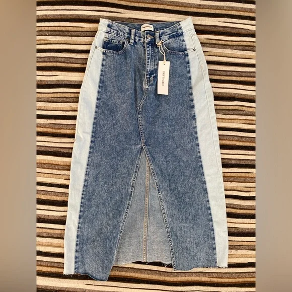 Free People Driftwood✨Sara Denim Midi Skirt - Blue - Picture 3 of 4